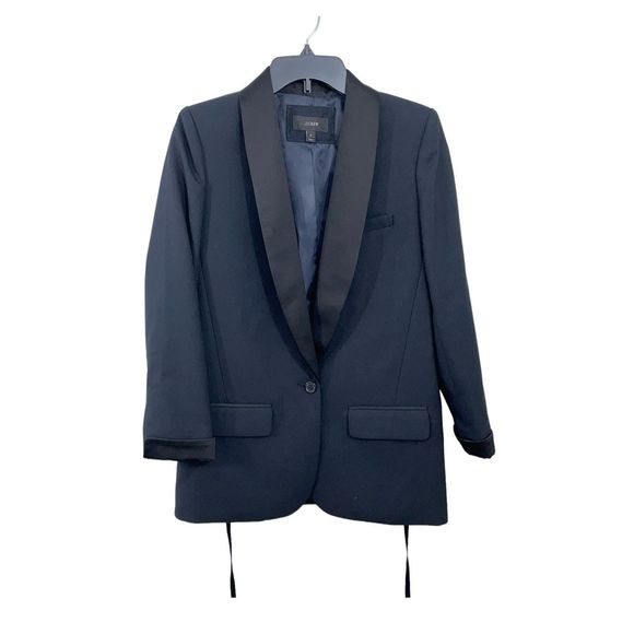 J. Crew Women's Shawl Collar Tuxedo Jacket Tailored Fit Midnight Blue Size 0 XS - Picture 3 of 11